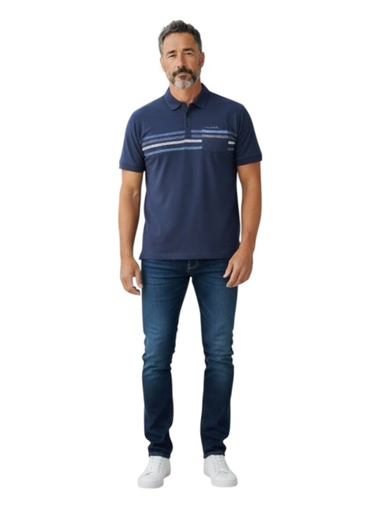Travis Mathew Other - Travis Mathew steel blue Polo golf shirt Light Blue Chest Stripes & Pocket sz xl